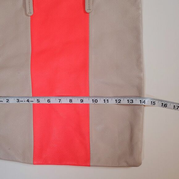 Gap Women's Medium Leather Tote Bag Tan Orange Errands Lightweight Minimalist - Picture 7 of 13